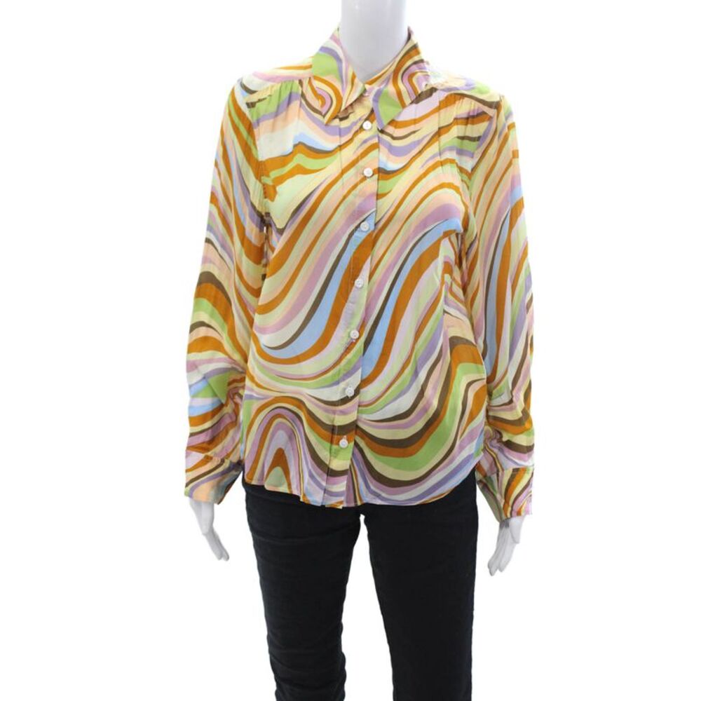 Song Of Style Womens Multi-Color Collared Button-Up Long Sleeve Blouse Size XS